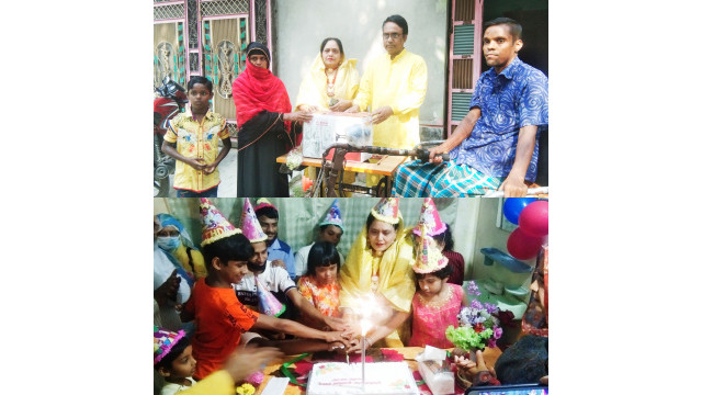 সেলিনা বিশ্বাসের জন্মদিনে সেলাই মেশিন প্রদান প্রতিবন্ধী স্কুল ও বৃদ্ধাশ্রমে খাবার প্রদান