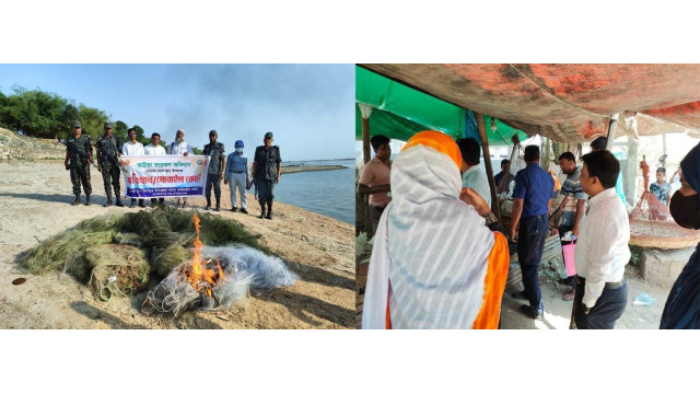 চাঁপাইনবাবগঞ্জে মোবাইল কোর্টে জরিমানা ও কারেন্ট জাল ধ্বংস