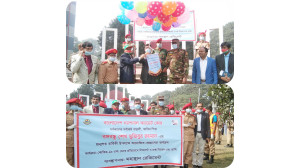 বঙ্গবন্ধুর জন্মশত বার্ষিকী উদযাপন ও  করোনা ভাইরাস রোধে বিএনসিসি মহাস্থান রেজিমেন্টের র‌্যালী