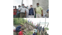 সাবেক এমপি, মেয়র ও পাউবি ভাঙ্গন পরিদর্শন- ভাঙ্গন রোধে জিও ব্যাগ ফেলার নির্দেশ
