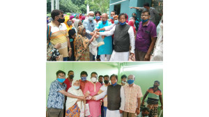 মঈনুদ্দিন মন্ডলের সুস্থতা কামনা মাংস ও চাল বিতরণ করলেন এরফান আলী