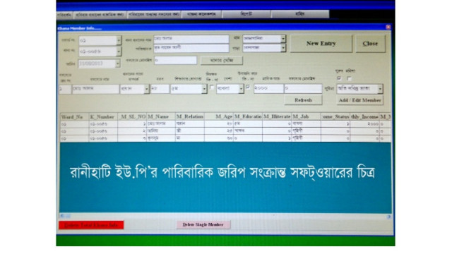 রাণীহাটী ইউনিয়নে সরকারী কর আদায় এবং নাগরিকের সেবার মানোন্নয়নের জন্য অফলাইন সফটওয়্যারের ব্যবহার